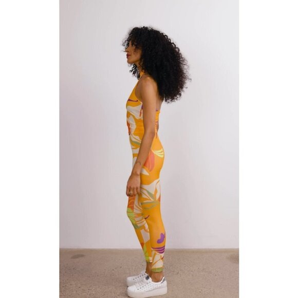 NWT Hilary MacMillan orange palm print fitted high-waisted leggings, M - Picture 5 of 10